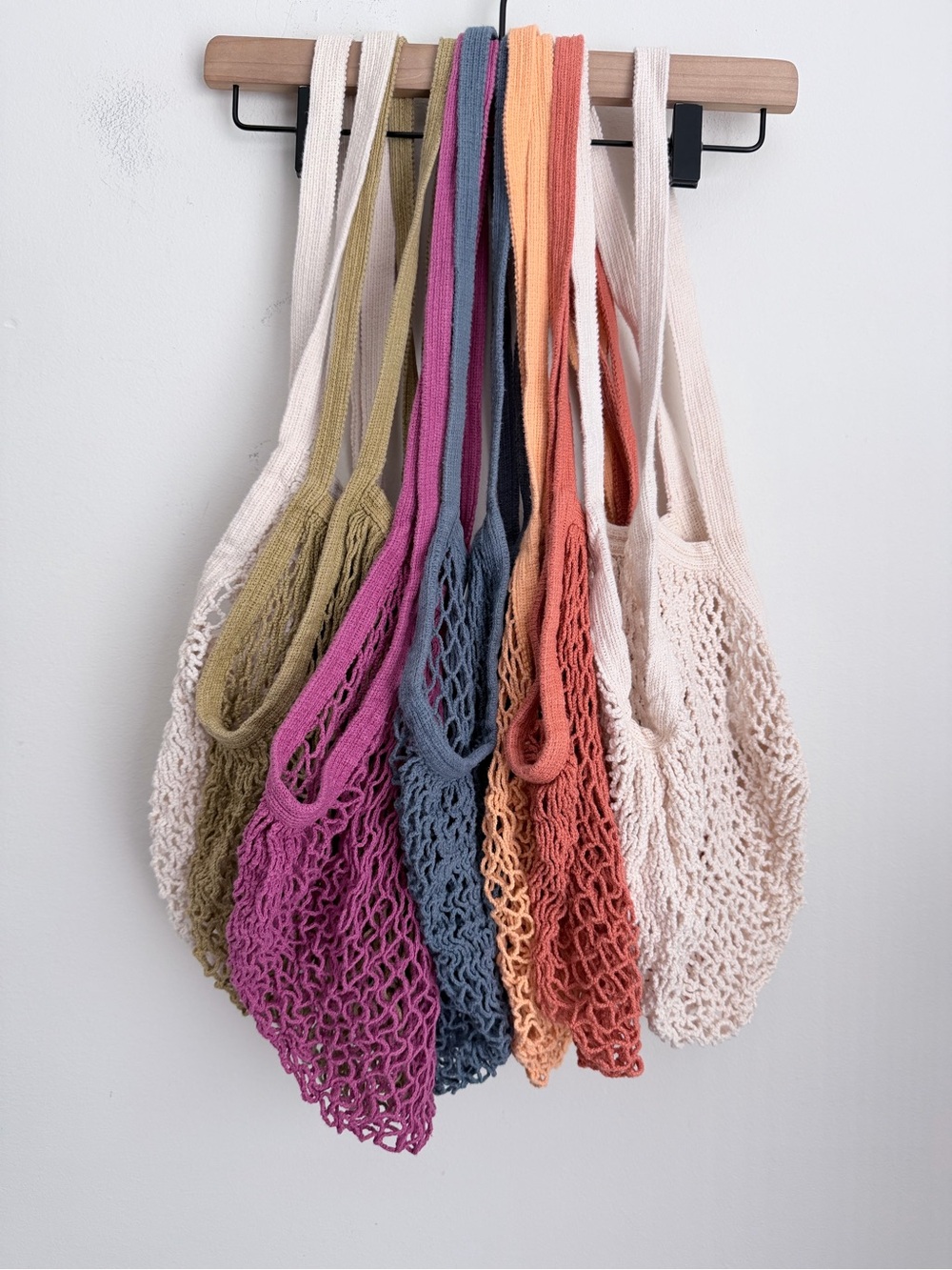 Mesh Bags Reusable Cotton Mesh Grocery Bag long strap